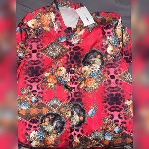 FashionovaMen Exotic Red Button down